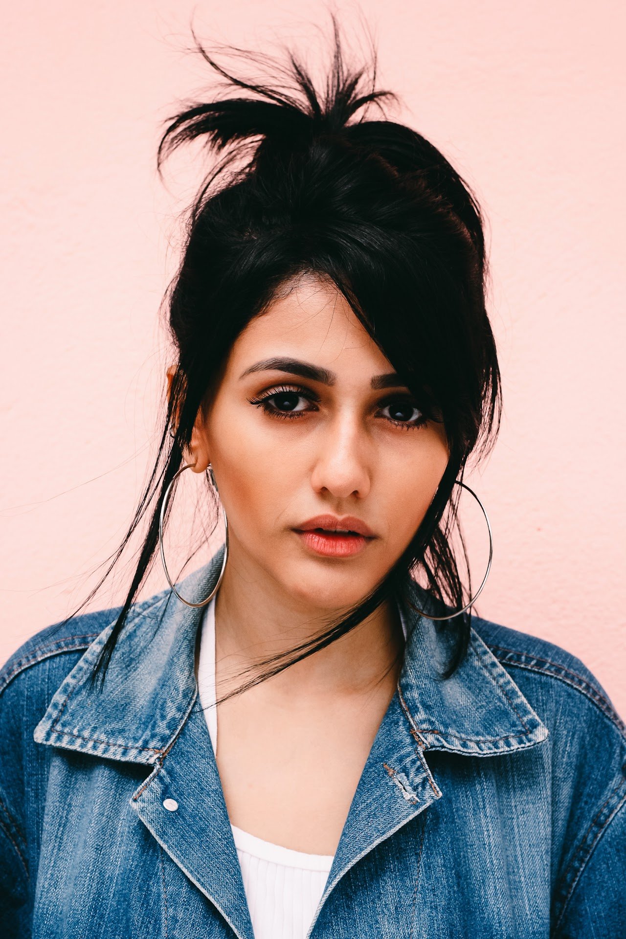 Close-up of a female face. stressed out.